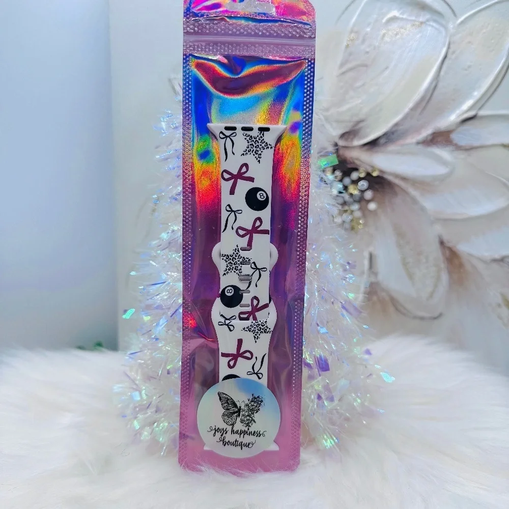 New Pink Bow & Stars Design Watch Band For Apple Watch 38mm / 40mm / 41mm